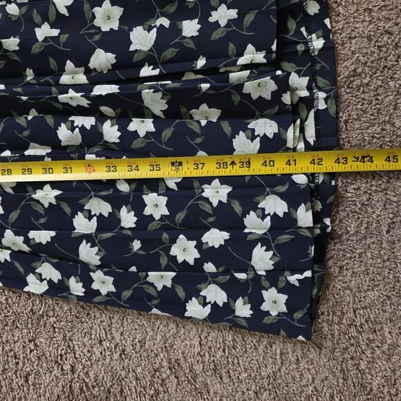 Vintage Floral Cottagecore Fit & Flare Dress Womens M Blue Modest Teacher 90s - Picture 9 of 9